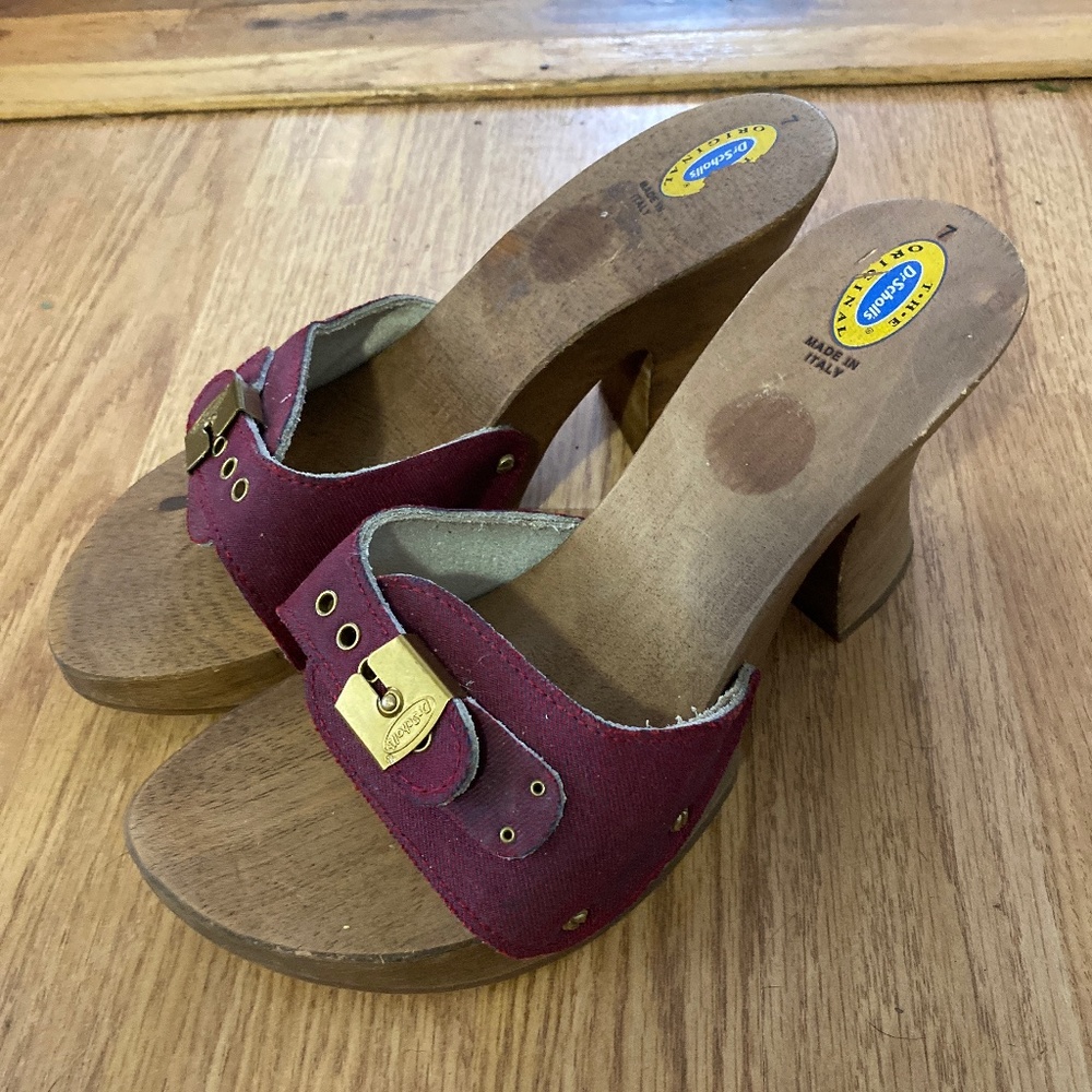 Dr. Scholl’s The Original Wooden Platform Heeled Sandals Y2K 70’s Retro Size 7